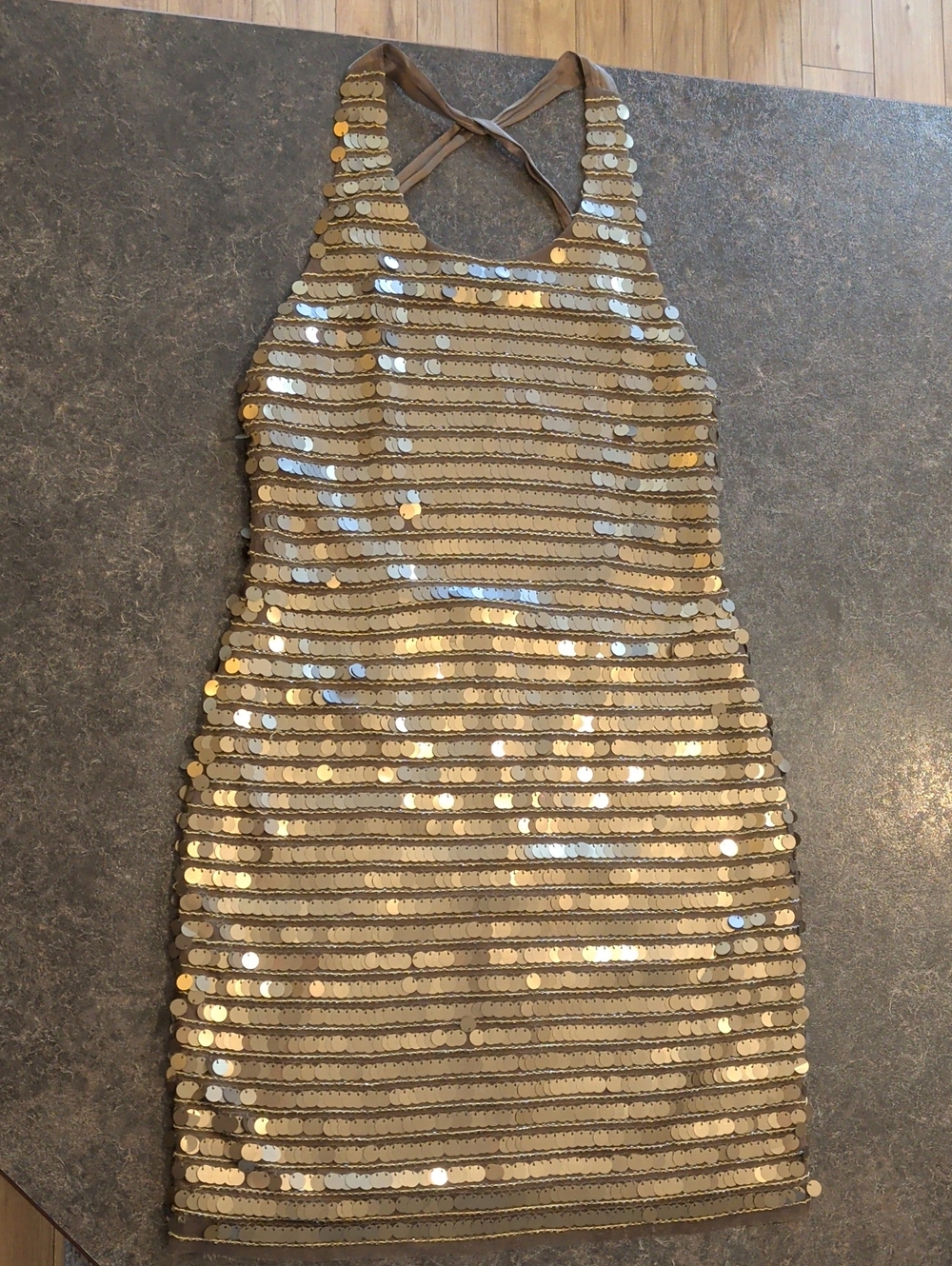 BCBGMaxAzria Gold Sequin Mini Dress